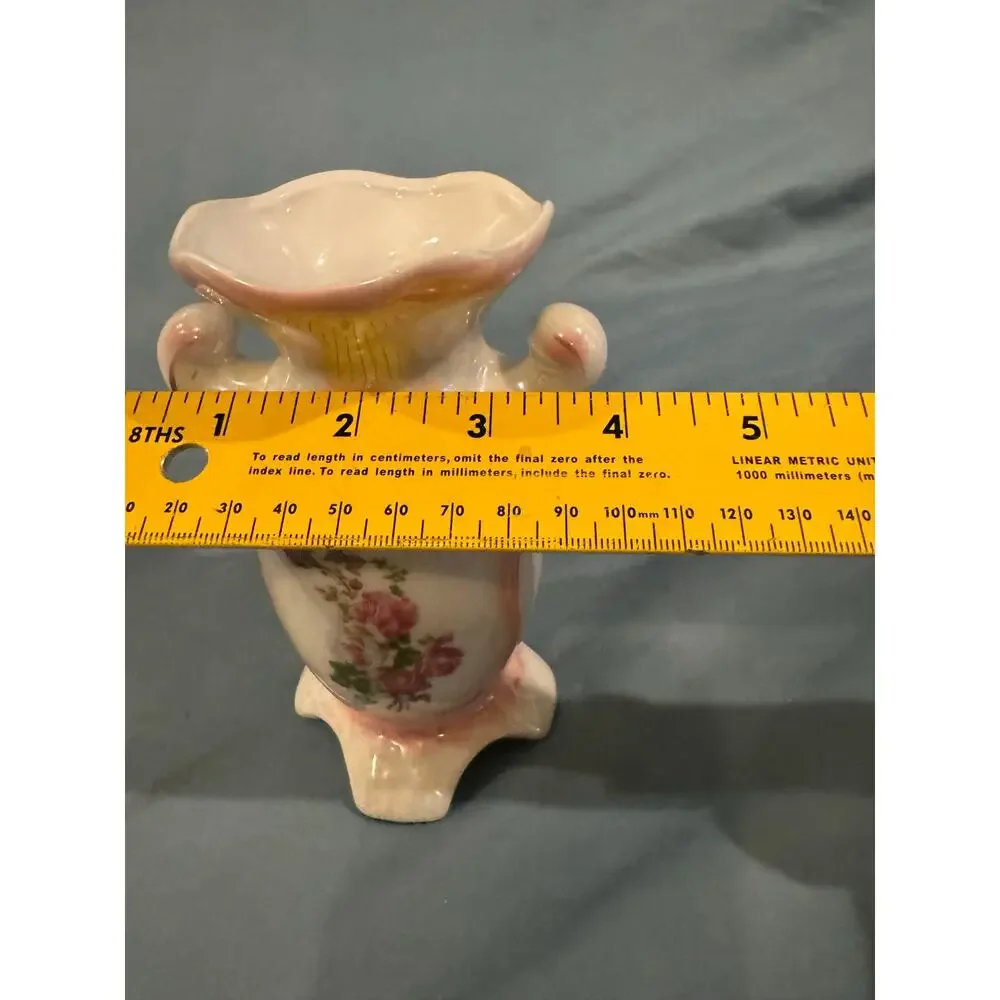 Vintage iridescent, porcelain floral vase